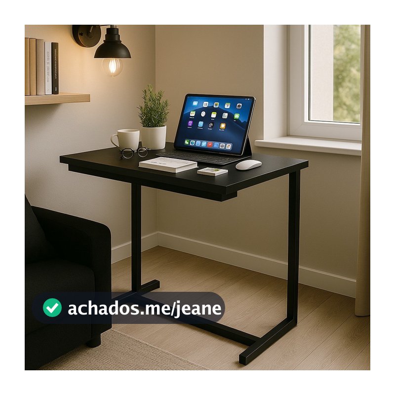 Mesa Lateral Estilo Industrial – Ideal para Sala ou Sofá - Cor Preta