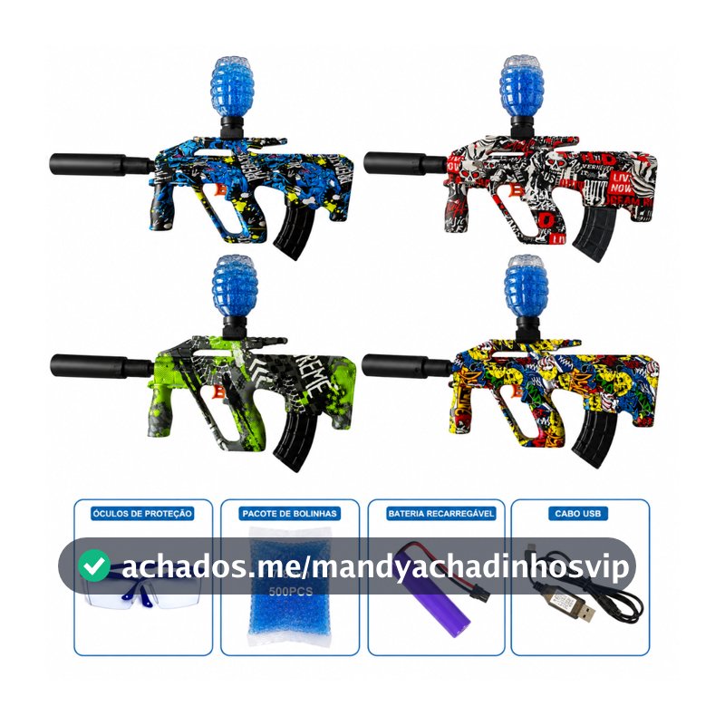 Lançador de Bolinha de Gel Grande Potente Automático Manual c bolinhas/ Óculos e Acessórios
