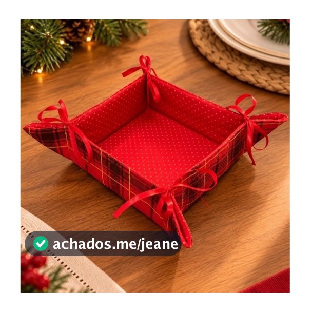 Cesto de Pão Natalino em Tecido | Decoração Mesa Posta