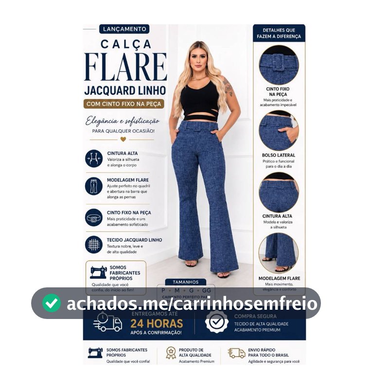 CALÇA FLARE SOCIAL BAILARINA JACQUARD LINHO COM CINTO FIXO COM BASTANTE ELASTANO,CINTURA