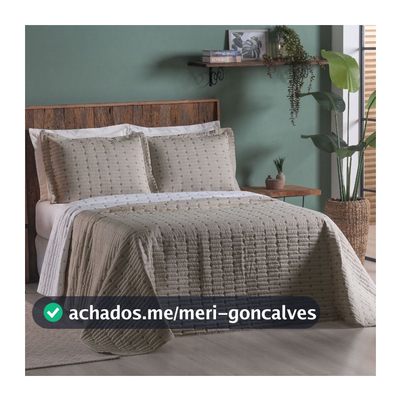 Cobre Leito Kit Colcha Percal CASAL ToqueMacio Bordado Decor