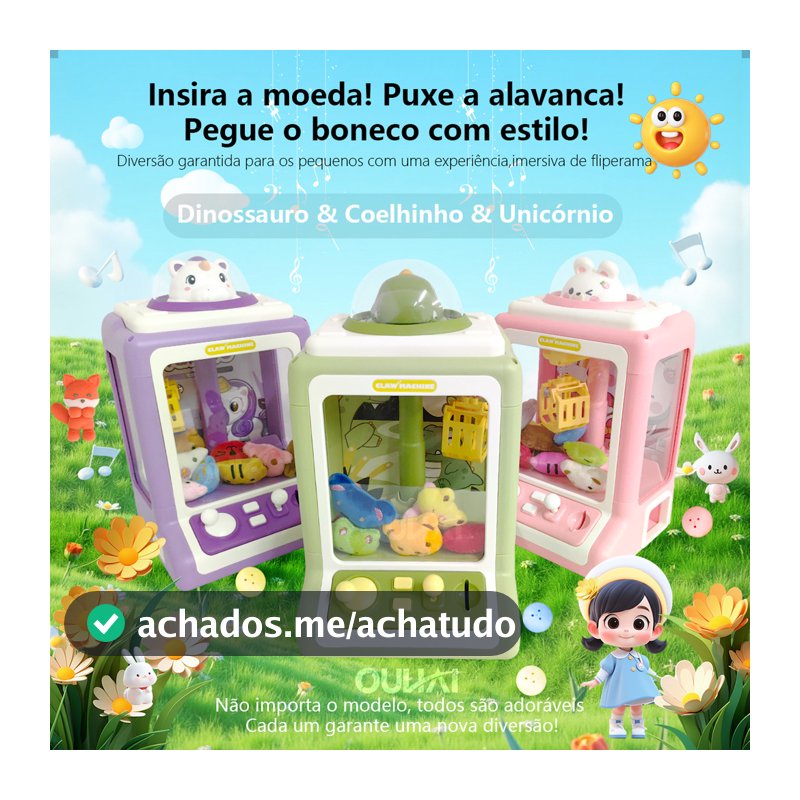 Maquininha Pegar Ursinho c/ Prêmios - Jogo Garra Infantil | Presente Aniversário