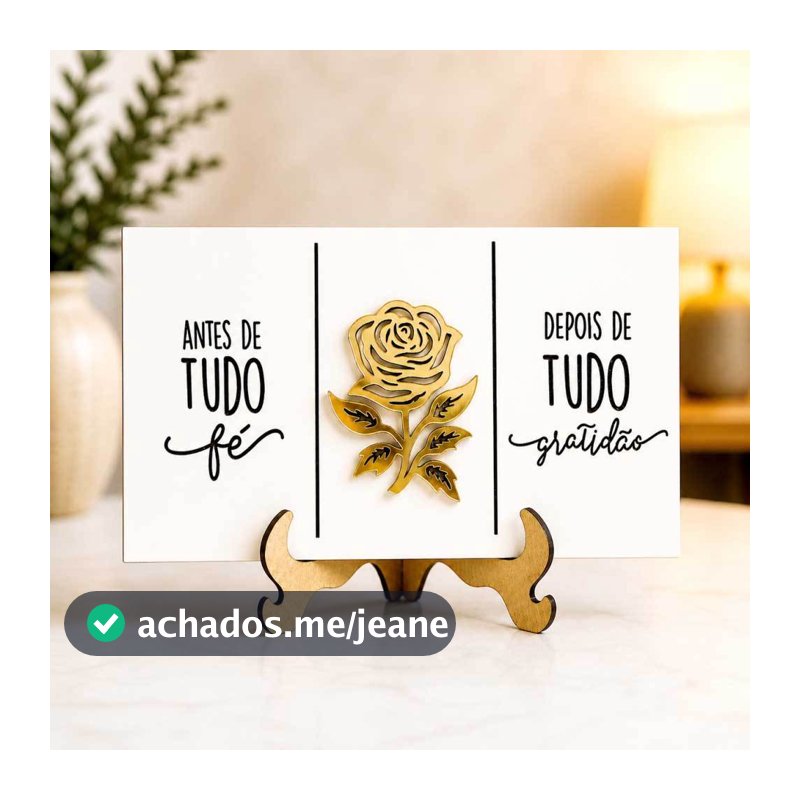 Placa Decoração Sala Fé Gratidão Quadro Minimalista Decorativo Mesa Prateleira Parede Casa Moderno