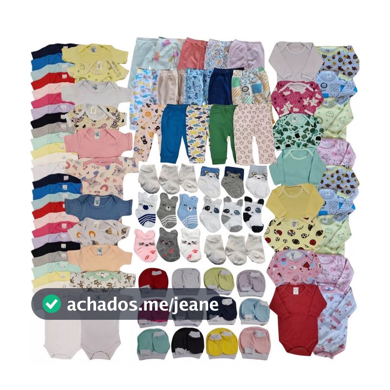 Kit 32 peças enxoval bebê em algodão antialergico