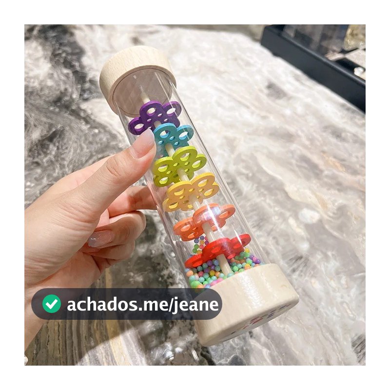 Som De Chuva Infantil Montessori Bebê Vara Arco-Íris Ampulheta Música Chocalho Brinquedo Educativo Do Colorido Brinquedo