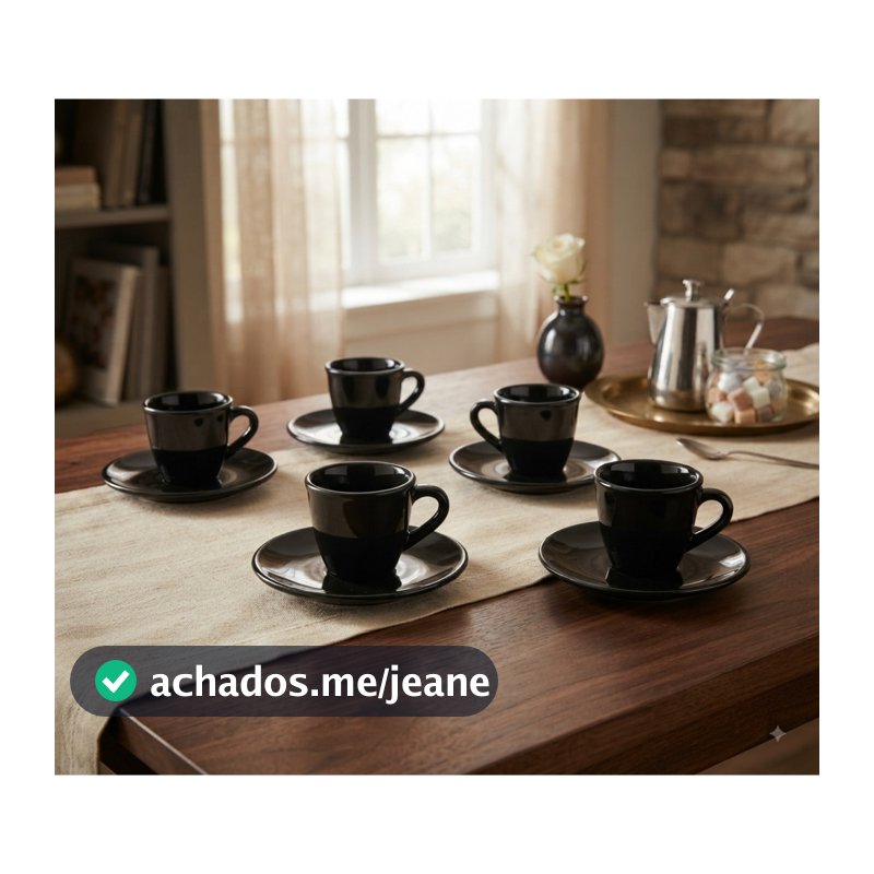 Kit 6 Xícaras de Café Preta 50ml para Cafezinho Escritório Recepção