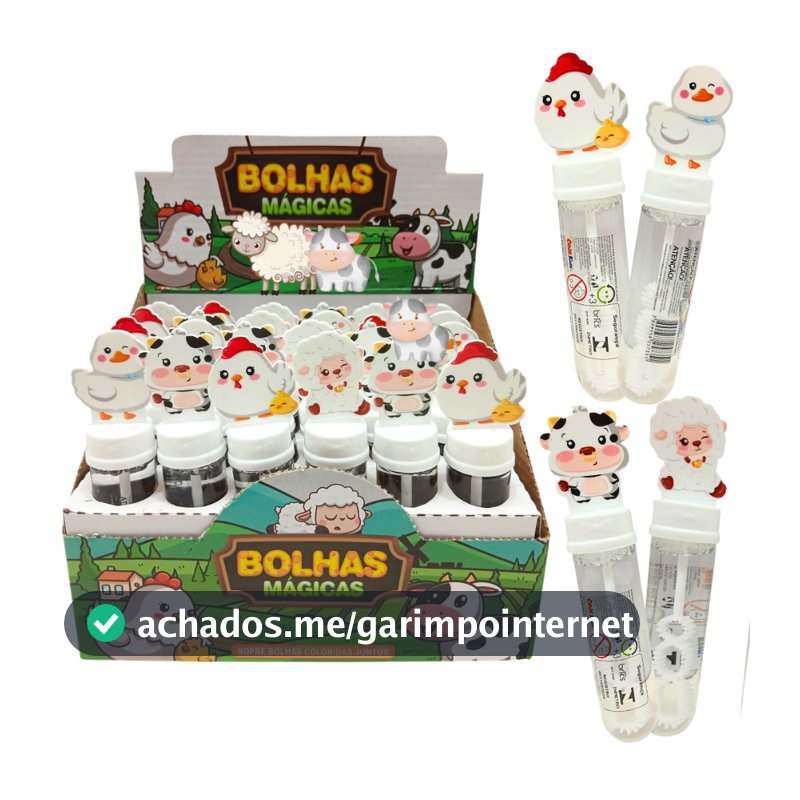 Kit 24 Bolha de Sabão Bolinha de Sabão Animais da Fazendinha Brinquedo Lembrancinha Prenda Atacado