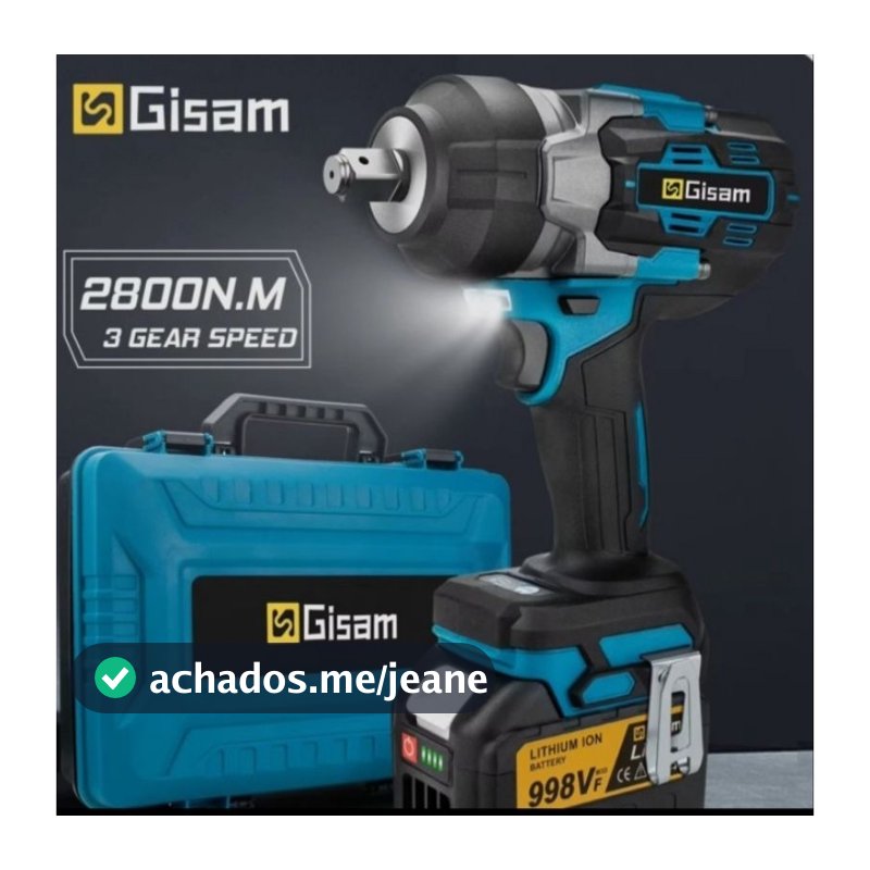Gisam 2800N.M Torque Brushless Chave de impacto 1/2 polegada Chave sem fio