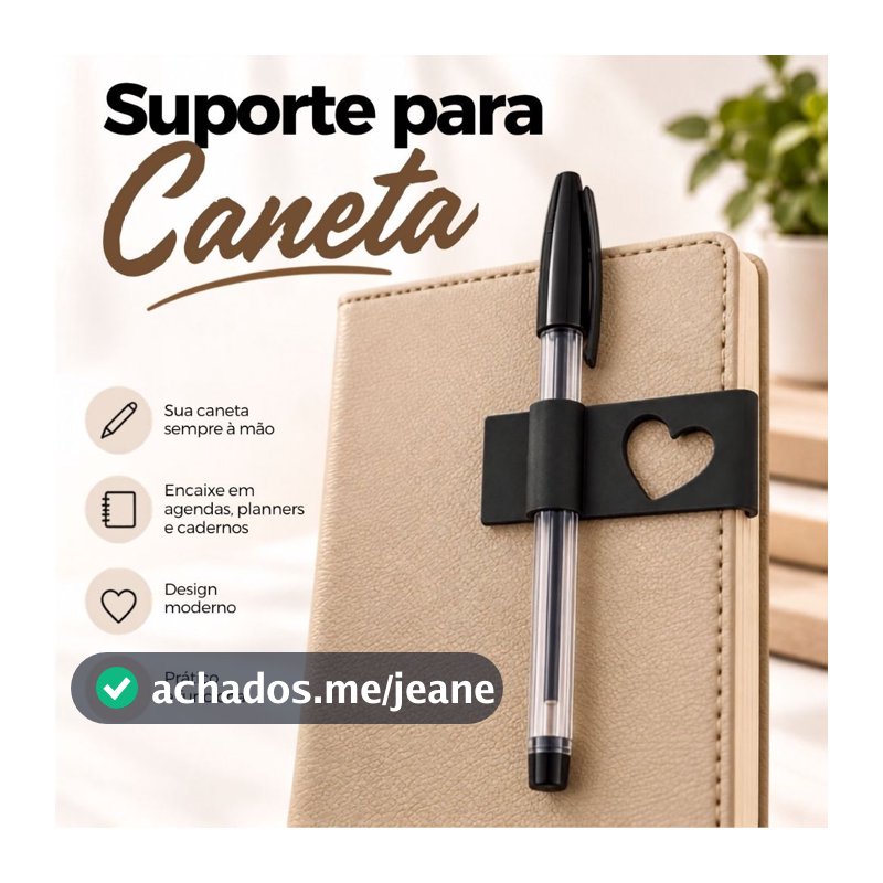 Suporte Porta Caneta para Agenda Planner e Caderno | Porta Caneta Encaixável | Organizador de Caneta Prático e Compacto