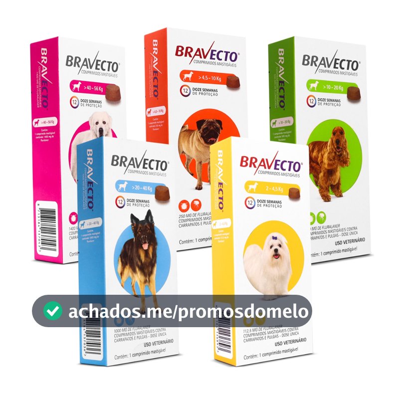 Antipulgas e Carrapatos Para Cães Bravecto 2kg a 56kg 112,5mg MSD