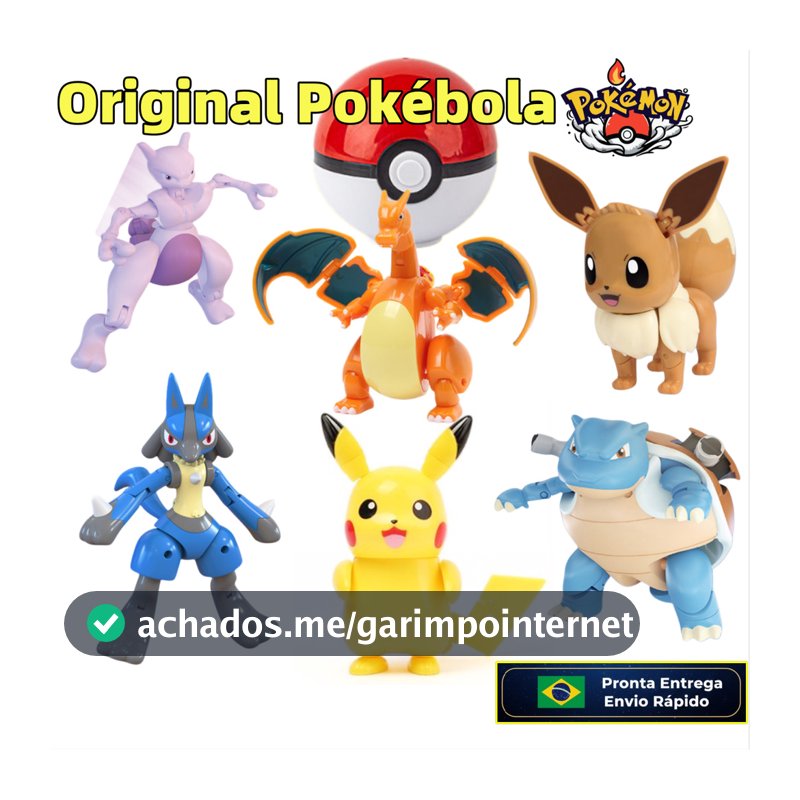 Boneco Pokémon Original Articulado 11cm + Pokebola Pikachu Charizard Mewtwo Brinquedo Coleção