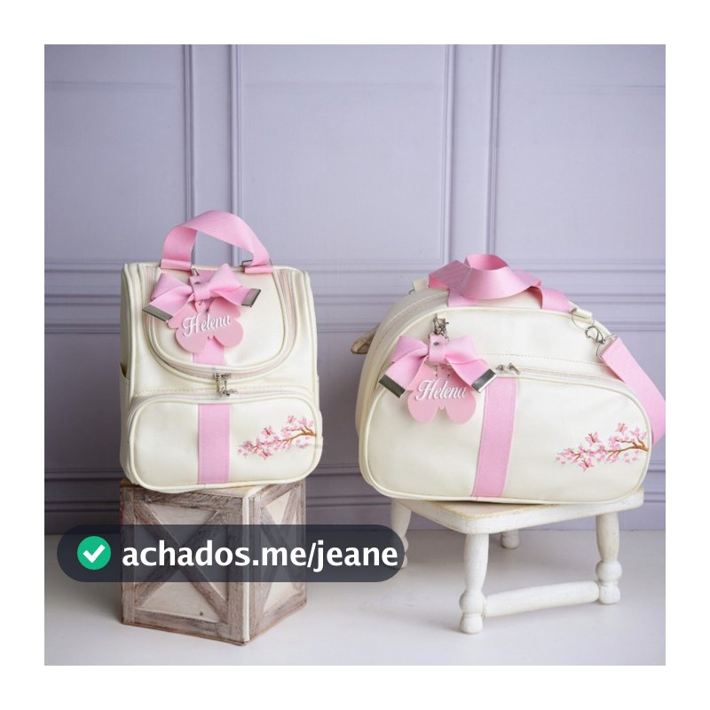 Kit Personalizado Bolsa Maternidade 2 Peças Mamãe e Bebê Com Chaveiro Personalizado Mochila Infantil