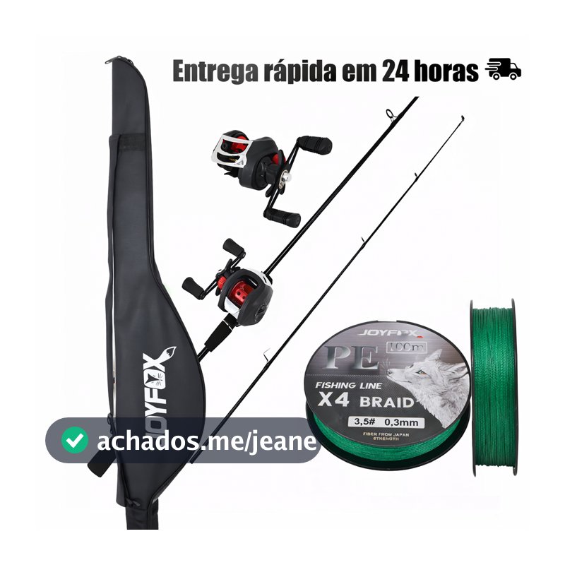 Kit Vara de Pesca Carretilha Linha Multifilamento 100m Conjunto Completo para Pesca Esportiva