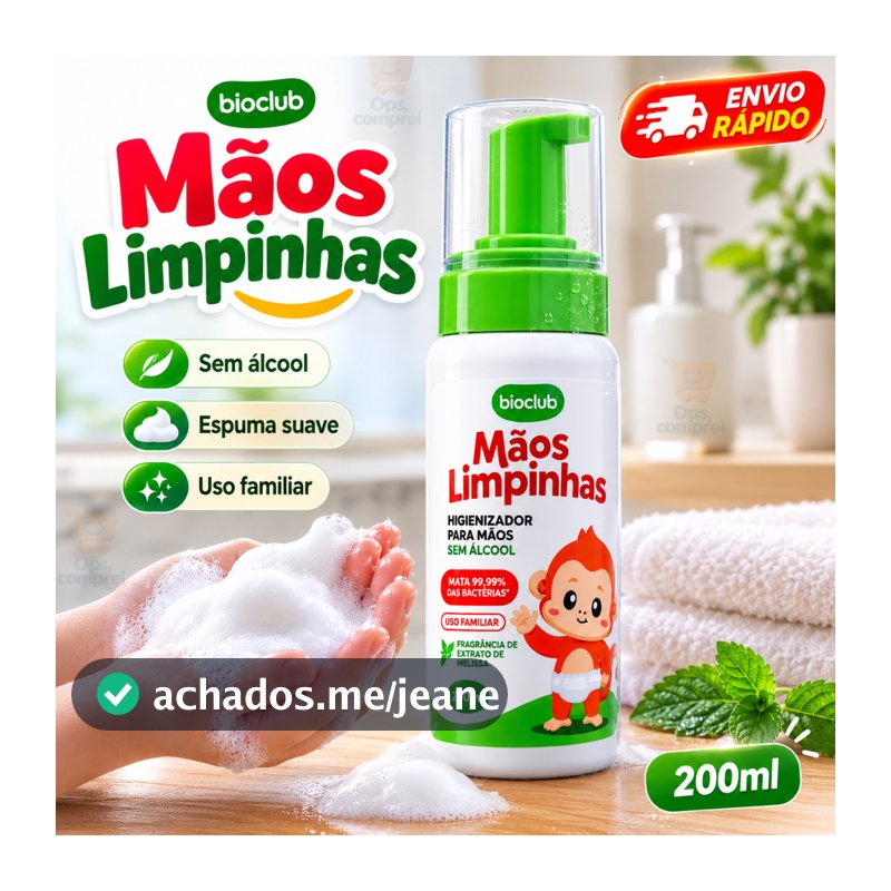 Higienizador de Mãos Infantil Sem Álcool Mãos Limpinhas Mãe Limpeza Refil