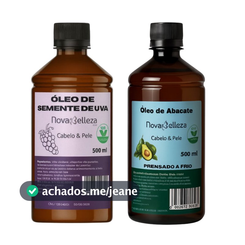 Óleo Capilar 100% Natural Semente de Uva e Abacate Umectação e Pele Novabelleza Kit Promoção