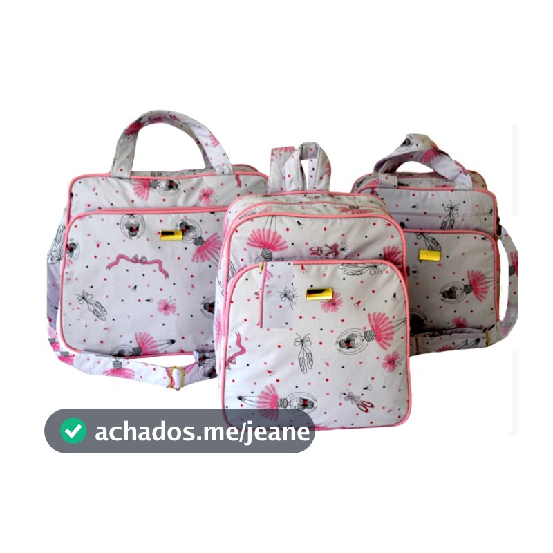 Kit Bolsa Maternidade Mala Bebê Enxoval Bailarina 3 pçs