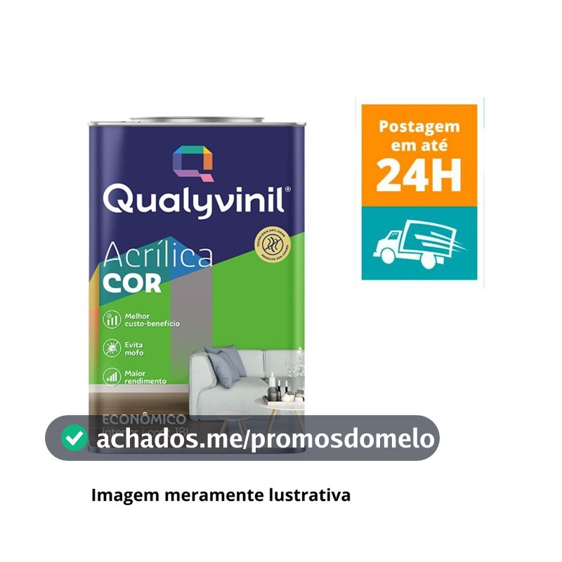 Tinta Acrílica para Parede Econômica Interna18L ideal para quartos, sala, escritório
