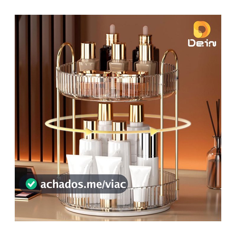 Organizador de Maquiagem Giratório – Suporte Multiuso 2/3 Andares p/ Cosméticos e Perfumes