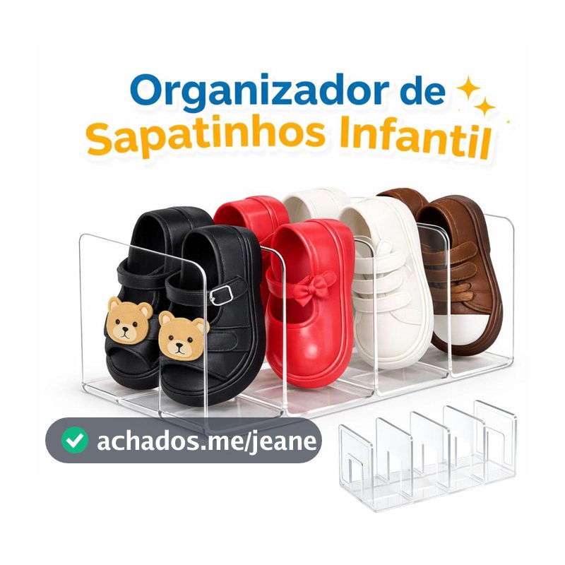 Organizador de Sapatinhos Infantil em Acrílico até 4 Par Porta Sapatos Bebê para Cômoda Guarda-Roupa