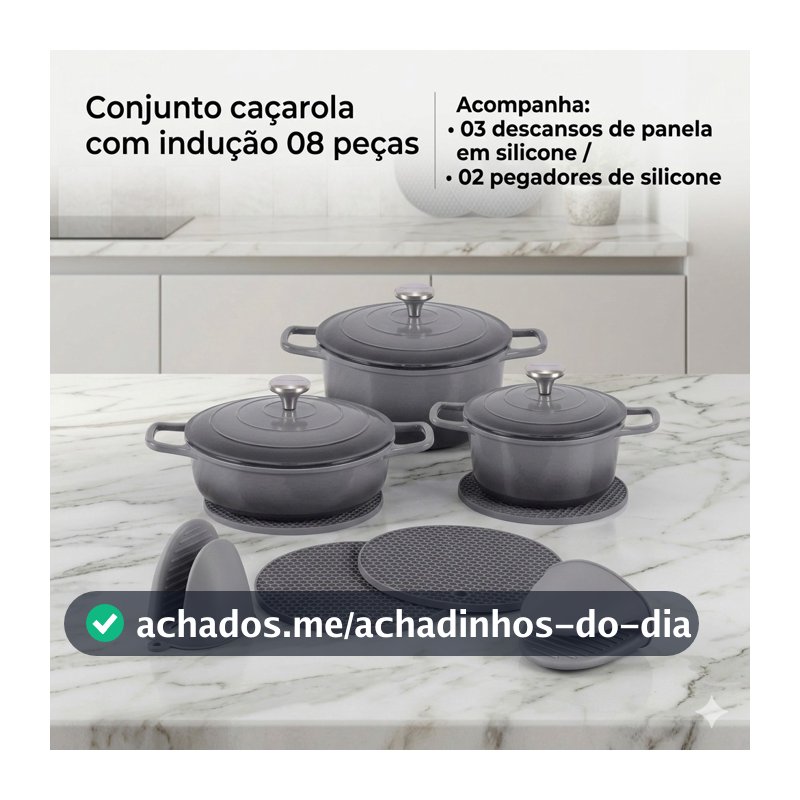 Jogo 3 Panelas para Indução Fundo Triplo Revestimento Cerâmico Antiaderente com Tampas Linha Premium