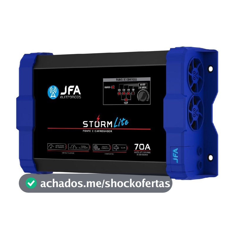 Fonte JFA Lite 70A Bivolt Carregadora de Bateria De Trio Paredão Som Automotivo Festa Show 12v