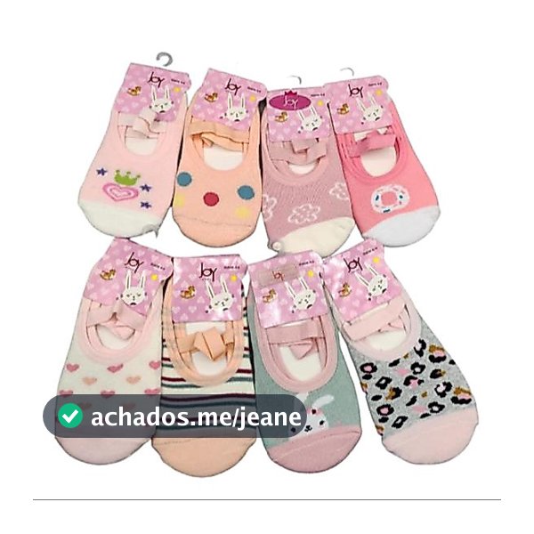 Kit 2 Pares Meia Sapatilha Antiderrapante Infantil Menina