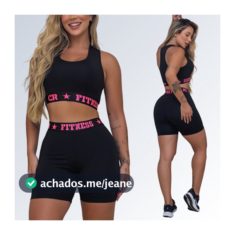 Conjunto Academia Top e Short Elastico Exposto