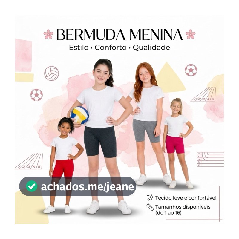 KIT 3, 4 ou 5 BERMUDAS SHORTS CICLISTA INFANTIL/JUVENIL MENINA ESCOLAR CONFORTÁVEL E FLEXÍVEL PARA ATIVIDADE FÍSICA