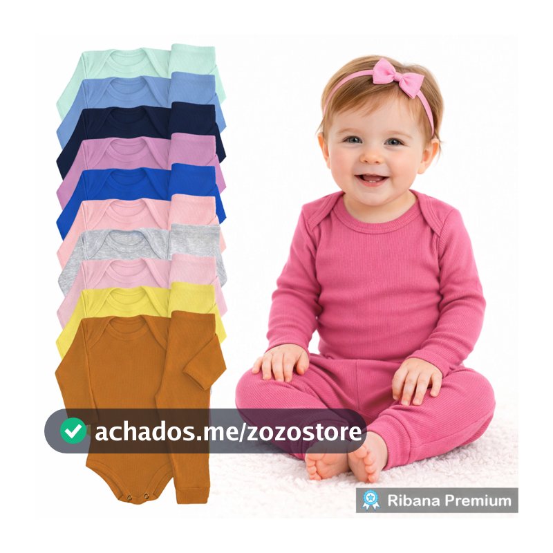 Kit 8 Peças 4 Body + 4 Calça RN ao 3 Conjunto Bebê Ribana Canelado Premium Antialérgico 100% Algodão