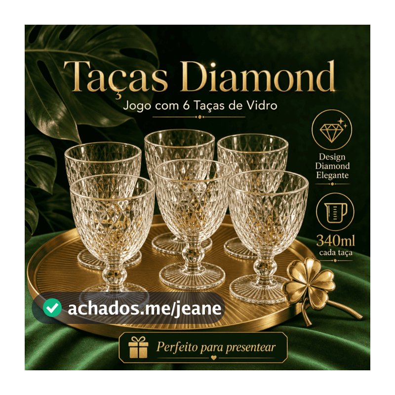 Jogo 6 Taças de Vidro Diamond 340ML