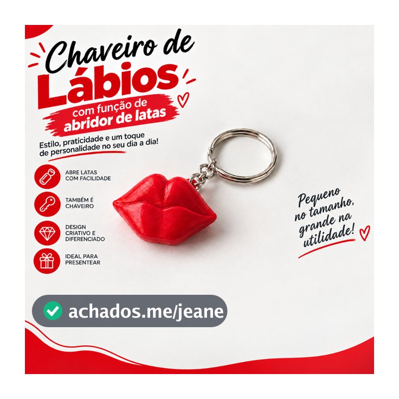 Chaveiro de Lábios com Abridor de Latas + Chaveiro Criativo Feminino + Presente Divertido e Original