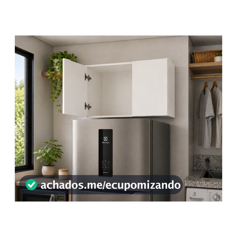 Armario Aereo Multi Uso Para Lavanderia Geladeira em MDF Branco Alta Qualidade
