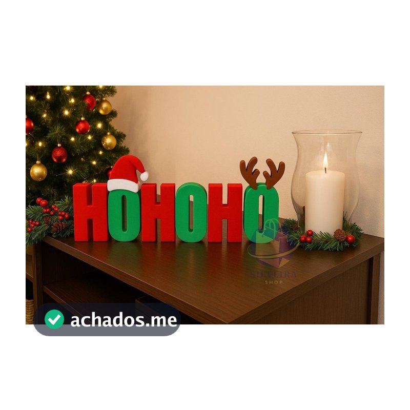 DECORAÇÃO DE NATAL Enfeite  Natalino Letreiro HOHOHO Decorativo – Mesa e Estante -