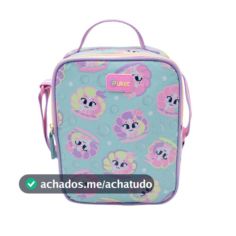 Lancheira Térmica Quadrada Gata Sereia- Puket Lavanda