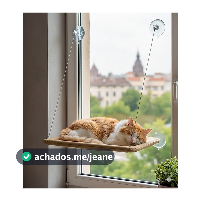 Cama Gato Pet Suspensa Janela Ventosa Reforçada Rede Confort Caminha Até 12kg