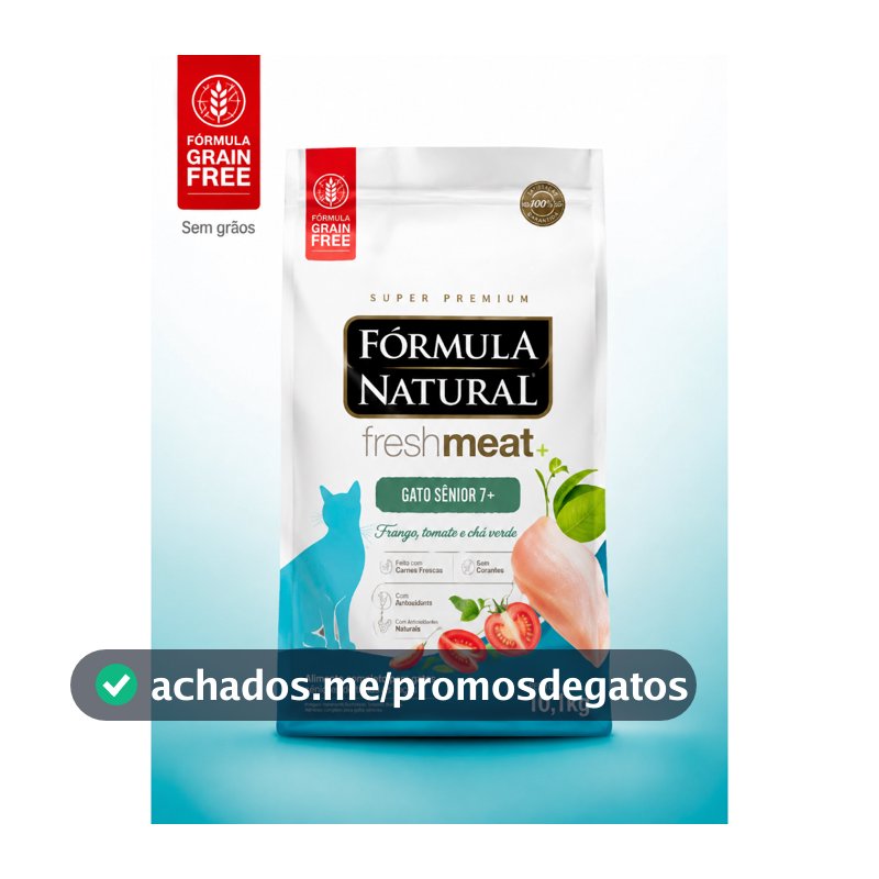 Ração Fórmula Natural Fresh Meat Gatos Sênior 7+ Frango Tomate Chá Verde Grain Free Super Premium 10,1kg Completa Felina