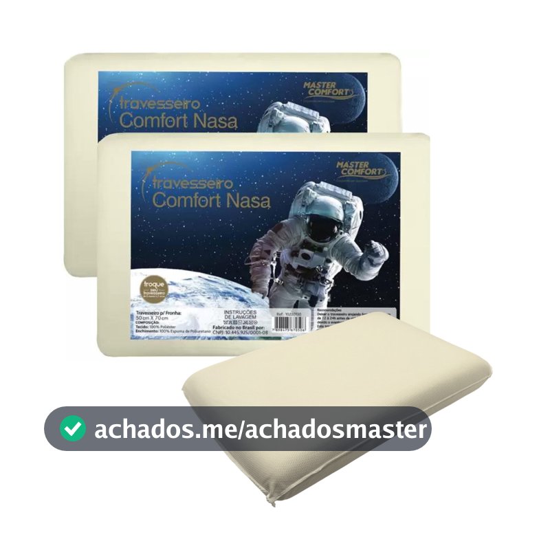 Kit 2 Travesseiros Viscoelástico Master Comfort Nasa Sono 50x70cm