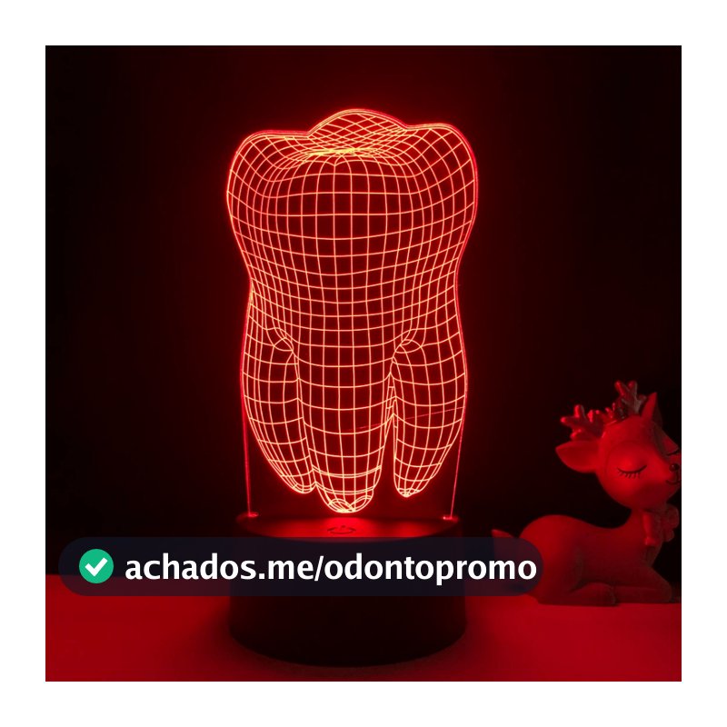 Luminária Led 3D Dente Dentista, com ou sem nome gravado. opção de acrilico avulso