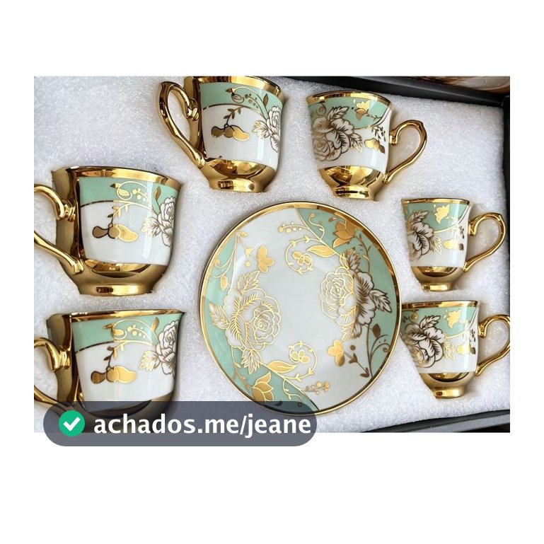 Jogo de Café 12 Peças - 6 Xícaras de Porcelana 90 ml com 6 Pires e Caixa para Presente