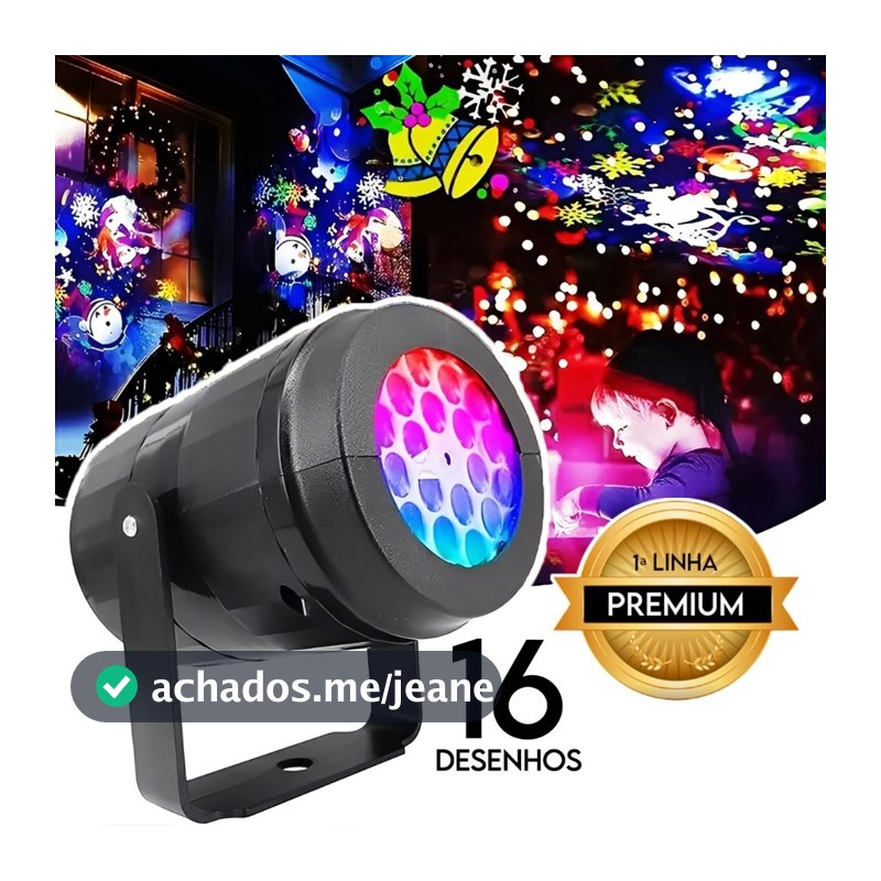 Projetor Led Natal Laser Giratório Jardim Refletor Luz de Festa Bivolt 16 Desenhos