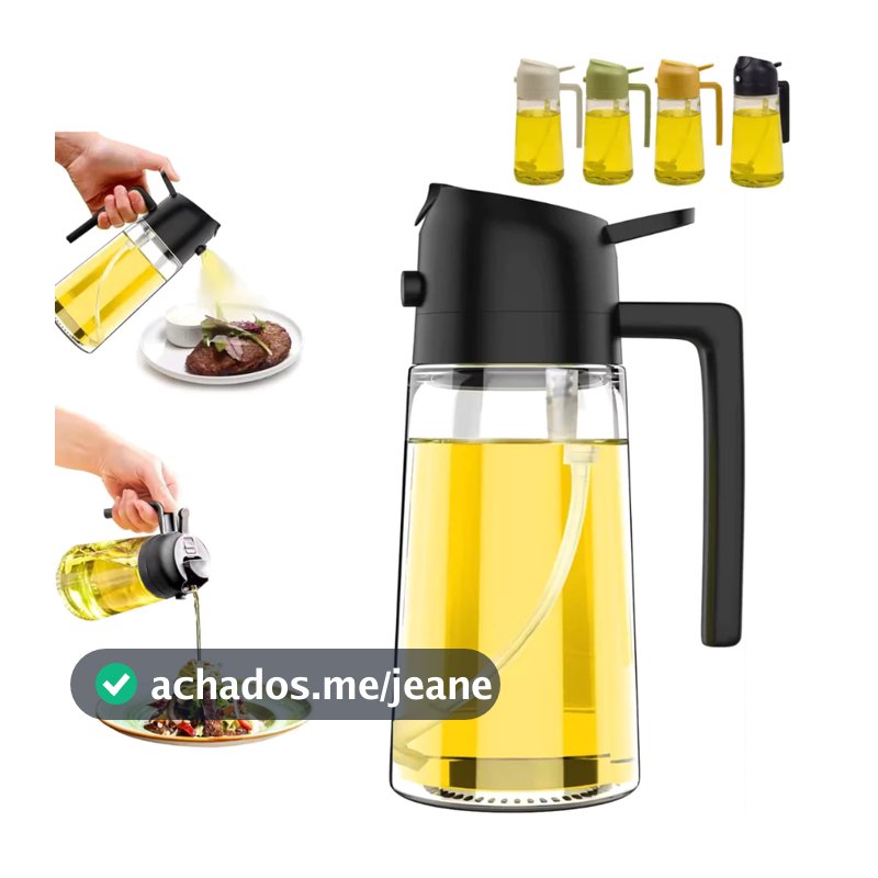 Borrifador de Óleo Spray 470ml Pulverizador de Azeite Vinagre 2 em 1 Vidro para Cozinha Air Fryer
