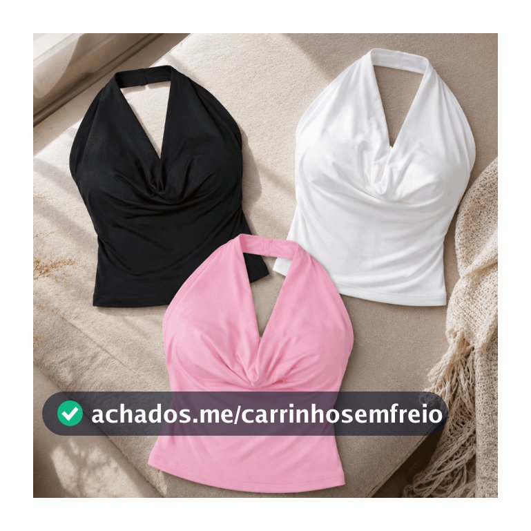 Kit 3 Blusa Feminina Gola Boba Decote Drapeado Soltinha Confortável Elegante