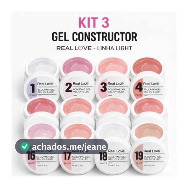 Kit 3 Géis Modelagem Unhas Sculping Gel 15ml Real Love Light