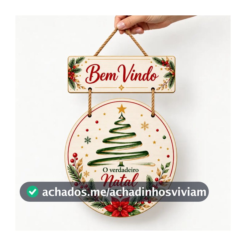 Guirlanda de Natal MDF Bem Vindo Placa Decorativa Porta Casa Enfeite Natalino Decoração O Verdadeiro Natal Mora Aqui