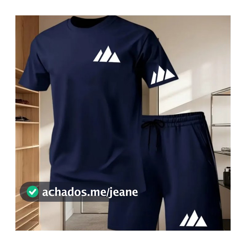 Conjunto Kit Masculino Camiseta Short Tectel Estiloso Camisa Algodão Três Listras