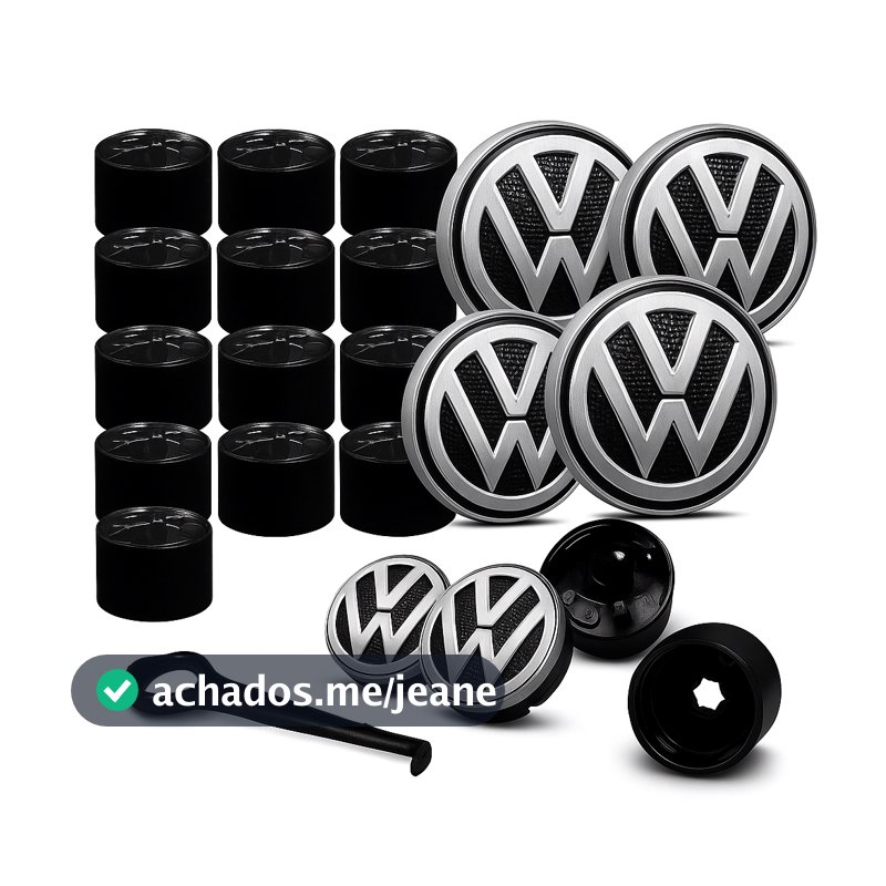 Kit 4 Calotinha Centro Roda Original Vw + Capa Parafuso Roda Kit C/20 Unidades VW Fox Polo Bora Golf