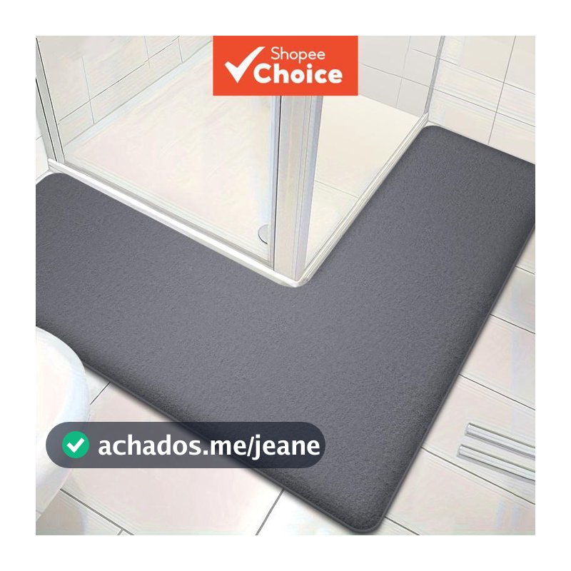 Tapete Antiderrapante De Cor Sólida Para Banheiro , Pé Absorvente Em Forma De L , De Flanela Formato Irregular