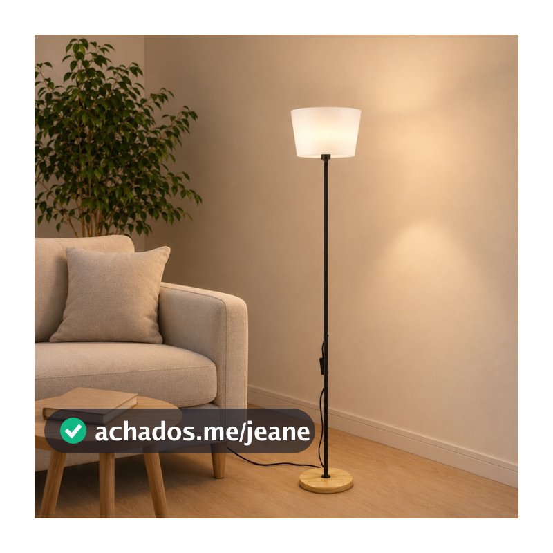 Luminaria de Piso 1,25m c/ Cúpula Moderna BiVolt Chão Estilo Minimalista Abajur Sala de Estar Premium Design Maru LED