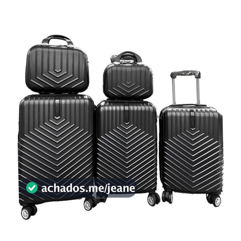 Conjunto 3 Malas De Bordo Viagem e 2 Frasqueira Nacional Internacional Com 4 Rodas Duplas 360º Com Trava De Encaixe , Cadeado Embutido , Divisório Interno , Extensor Extra
