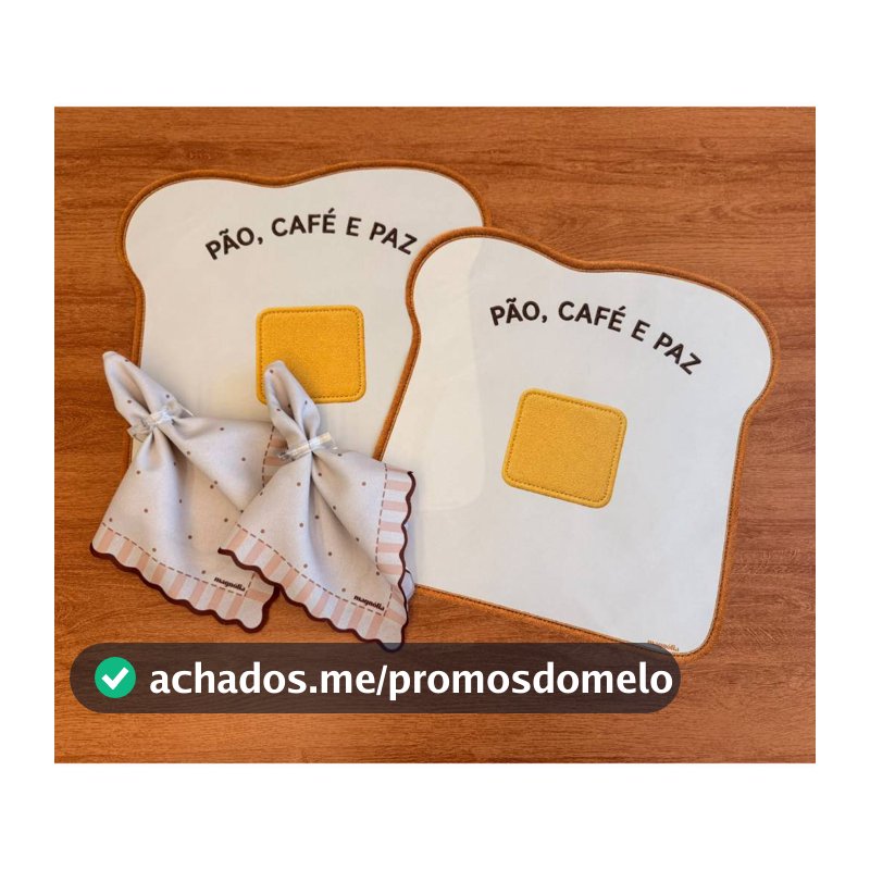 Kit Mesa Posta Café da Manhã Bonjour 2 Jogos Americanos Impermeáveis + 2 Guardanapos Pão, Café e Paz
